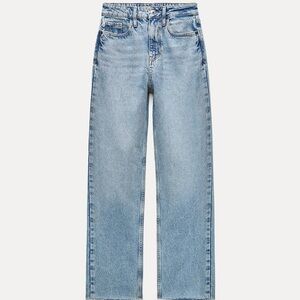 Zara Blue Straight Leg Jeans with Med-Blue Wash.